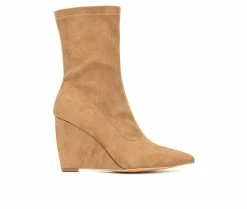 Promo 🌟 Women's New York And Company Odette Wedge Booties Nude 🛒