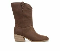 Cheap 🔥 Women's Dr. Scholls Layla Mid Calf Western Booties Brown ✔️