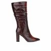 Best deal 🎉 Women's New York And Company Earla Mid Calf Heeled 🥾 Boots Burgundy 🎁
