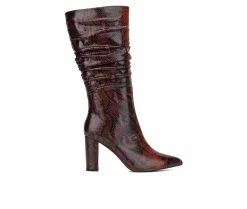 Best deal ๐ Women's New York And Company Earla Mid Calf Heeled ๐ฅพ Boots Burgundy ๐