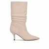 Discount 🎉 Women's Nine West Mycki Mid 🥾 Boots Cream Leather ✔️