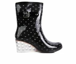 Buy 🤩 Women's London Rag Drench Wedge Rain 🥾 Boots Black 👏