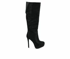 Promo 🤩 Women's London Rag Nebula Heeled Mid Calf 🥾 Boots Black 🎁