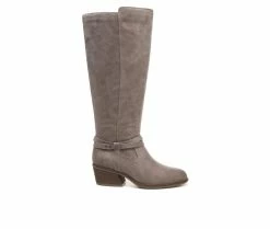 New ❤️ Women's Dr. Scholls Liberate Wide Calf Knee High Heeled 🥾 Boots Taupe 💯