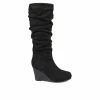 Best Pirce 🛒 Women's Journee Collection Haze Wedge Knee High 🥾 Boots Black 😍
