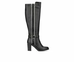 Hot Sale 👏 Women's New York And Company Andrina Knee High Heeled 🥾 Boots Black 💯