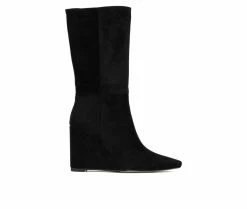 Best Pirce 💯 Women's Gabrielle Union Leticia Knee High Wedge 🥾 Boots Black 😀