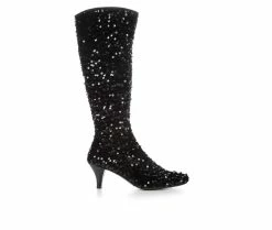 Front Page 7 Outlet 😉 Women's Impo Namora Sequin Knee High 🥾 Boots Black 🥰