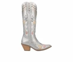 Budget 👏 Women's Dingo Boot Poppy Cowboy 🥾 Boots Silver ❤️