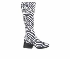 Best Sale 🎁 Women's Journee Collection Aureila Wide Calf Knee High 🥾 Boots Zebra 🛒