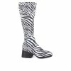Promo 🧨 Women's Journee Collection Aureila Knee High 🥾 Boots Zebra 🧨