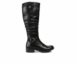 Deals 😍 Women's Baretraps Onika Ruched Knee High 🥾 Boots Black Smooth 🥰