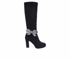 New 😍 Women's Impo Ovidia Bling Knee High Heeled 🥾 Boots Black/Smoke 🥰