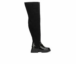 Outlet 👍 Women's Fashion To Figure Odelia XWC Over The Knee 🥾 Boots Black Wide ❤️