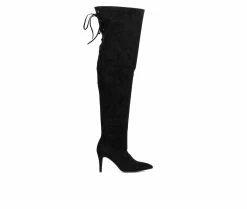 Cheap 👏 Women's Fashion To Figure Larissa XWC Over The Knee Heeled 🥾 Boots Black Wide 🛒