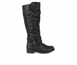Outlet 😍 Women's Journee Collection Bite Wide Calf Knee High 🥾 Boots Black 👏