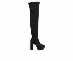 Best Pirce ๐ Women's London Rag Bubble Platform Knee High ๐ฅพ Boots Black Suede โจ