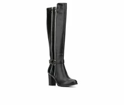 Hot Sale 👏 Women's New York And Company Andrina Knee High Heeled 🥾 Boots Black 💯 -London Fog Sales 2 137