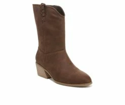Cheap 🔥 Women's Dr. Scholls Layla Mid Calf Western Booties Brown ✔️ -London Fog Sales 2 515
