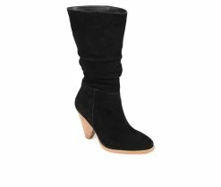 Flash Sale ⭐ Women's Journee Signature Syrinn Mid Calf Heeled 🥾 Boots Black 🥰 -London Fog Sales 2 529