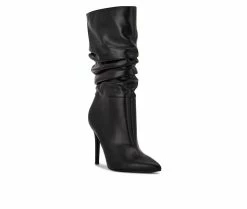 Discount 🤩 Women's Nine West Tasta Mid Calf Heeled 🥾 Boots Black 🌟 -London Fog Sales 2 542