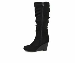Best Pirce 🛒 Women's Journee Collection Haze Wedge Knee High 🥾 Boots Black 😍 -London Fog Sales 3 127