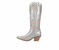 Budget 👏 Women's Dingo Boot Poppy Cowboy 🥾 Boots Silver ❤️ -London Fog Sales 3 258