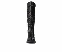 Deals 😍 Women's Baretraps Onika Ruched Knee High 🥾 Boots Black Smooth 🥰 -London Fog Sales 3 347