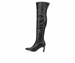 Outlet 🔥 Women's New York And Company Xena Over The Knee 🥾 Boots Black 🧨 -London Fog Sales 3 442