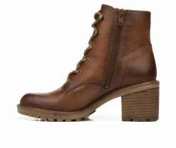 Hot Sale 😀 Women's Zodiac Gaige Heeled Combat Booties Cognac 😉 -London Fog Sales 3 557