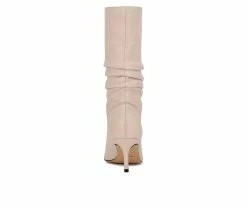 Discount 🎉 Women's Nine West Mycki Mid 🥾 Boots Cream Leather ✔️ -London Fog Sales 3 578