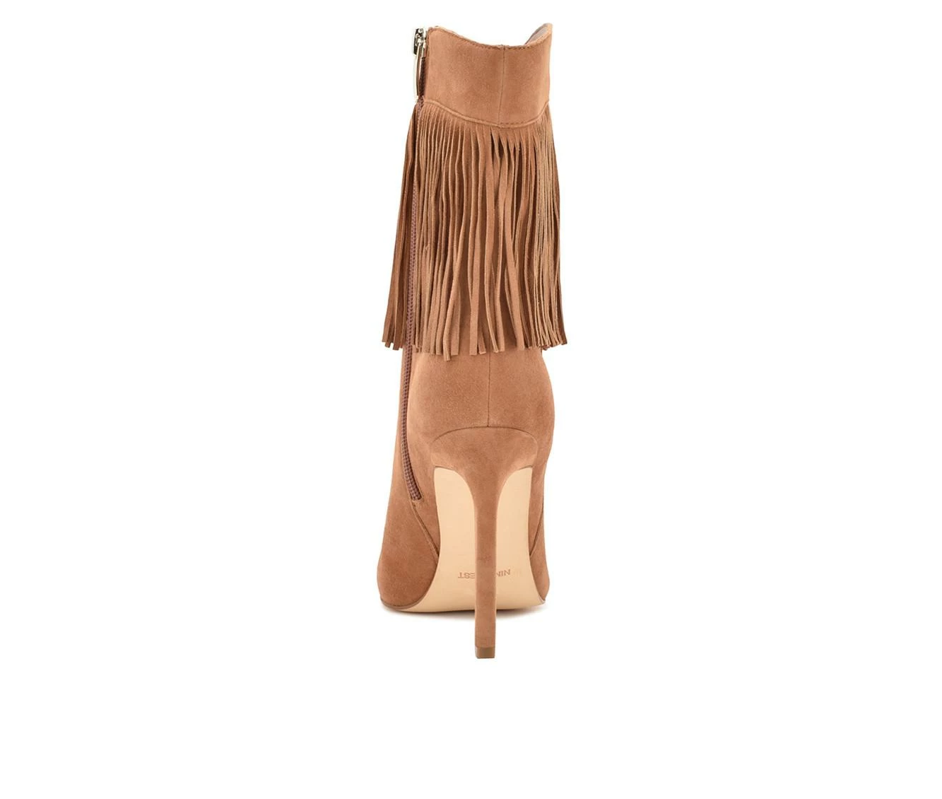 Brand new โ Women's Nine West Tries Heeled Fringe Booties Cognac Suede ๐ 4 Brand new โ Women's Nine West Tries Heeled Fringe Booties Cognac Suede ๐ - Image 4
