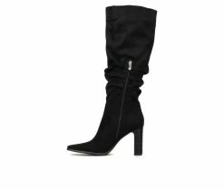 Cheapest 🎉 Women's New York And Company Damaris Knee High Heeled 🥾 Boots Black ⌛ -London Fog Sales 3 72
