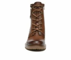 Hot Sale 😀 Women's Zodiac Gaige Heeled Combat Booties Cognac 😉 -London Fog Sales 4 556